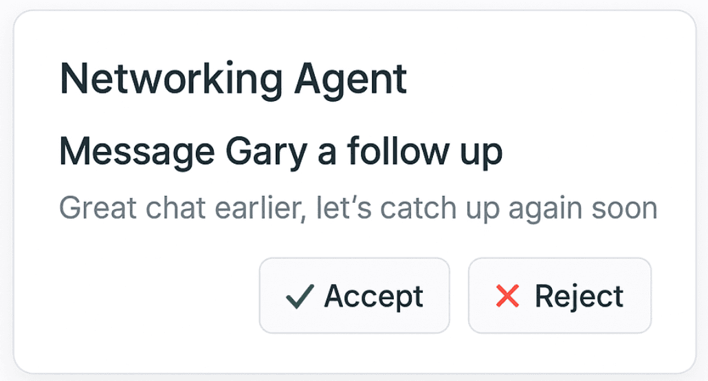 TapBack follow‑up workflow showing automated engagement and reminders